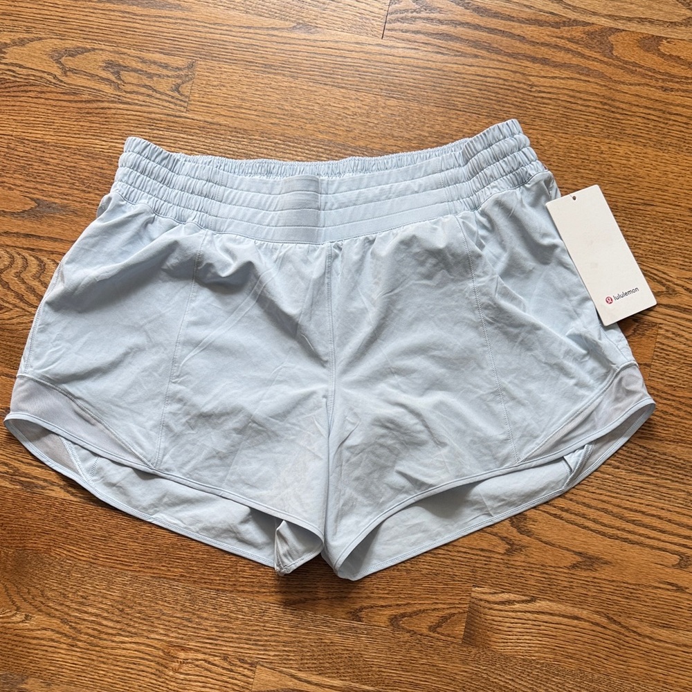 NWT Lululemon Hotty Hot Shorts 4” light blue